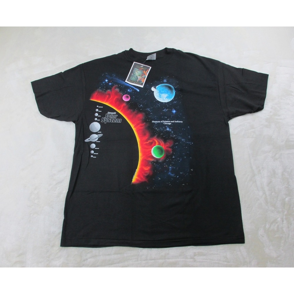 NEW DEADSTOCK VINTAGE Dynamic Solar System Shirt Mens Extra Large Black 90
